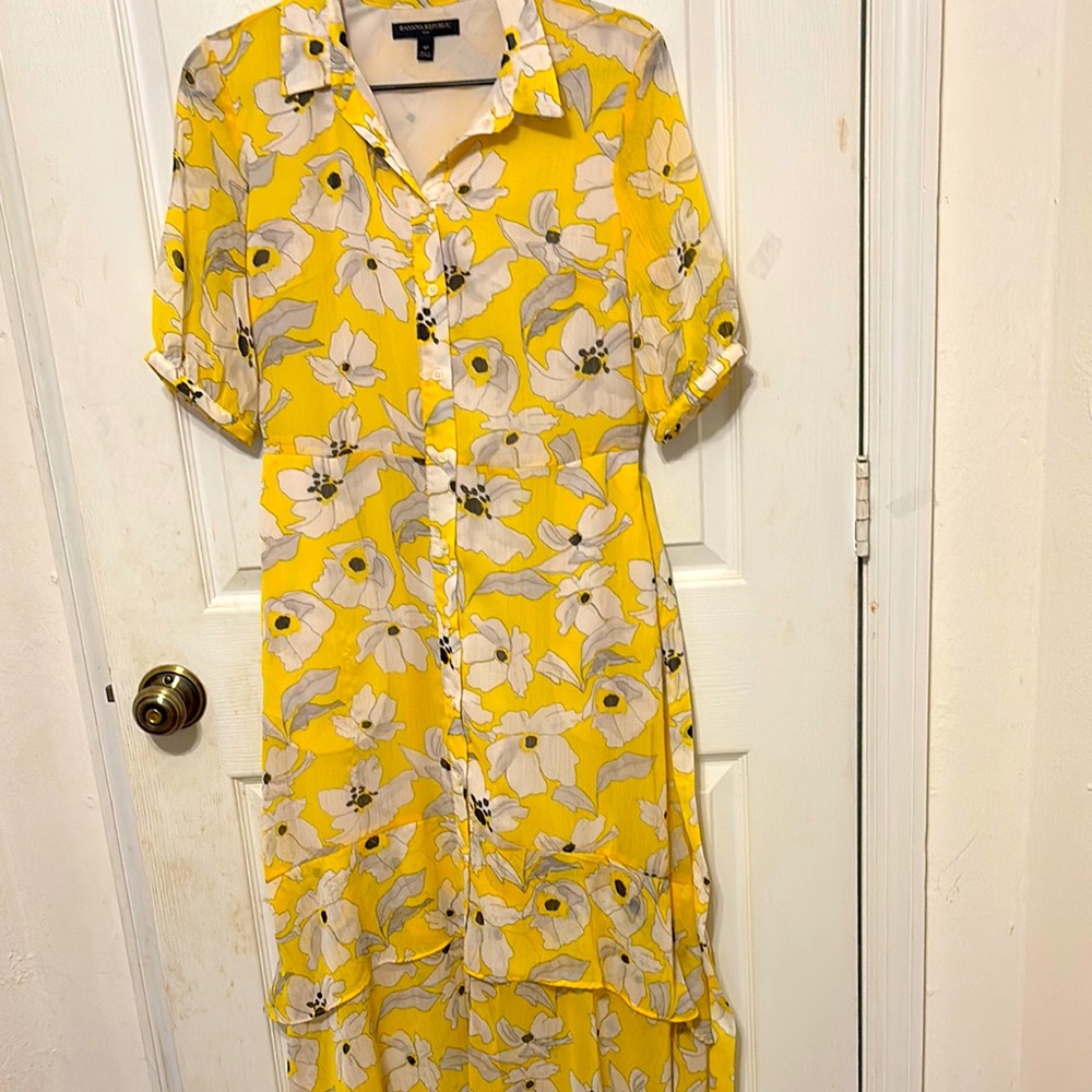 Banana Republic Yellow Floral Button-Front Women’s Dress  sz 4P